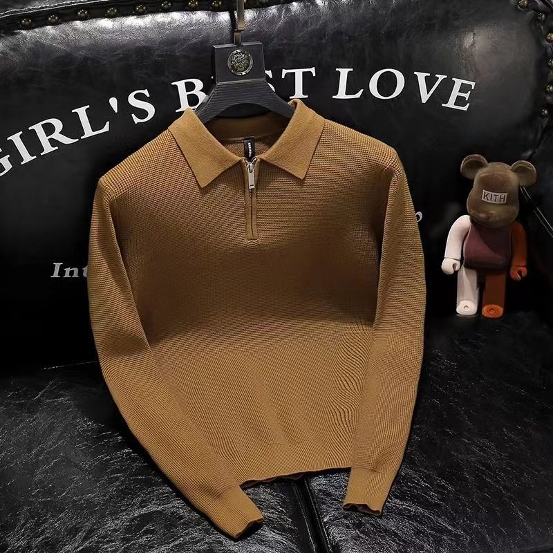 Men'S Fashion Zip Sweater - Men's Stylish Zipper Design Knitted Polo