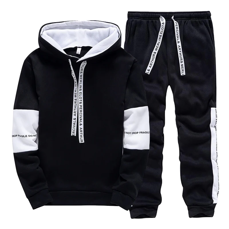 Men'S Fashion Pants - Black White Men's Tracksuit Fashion Casual