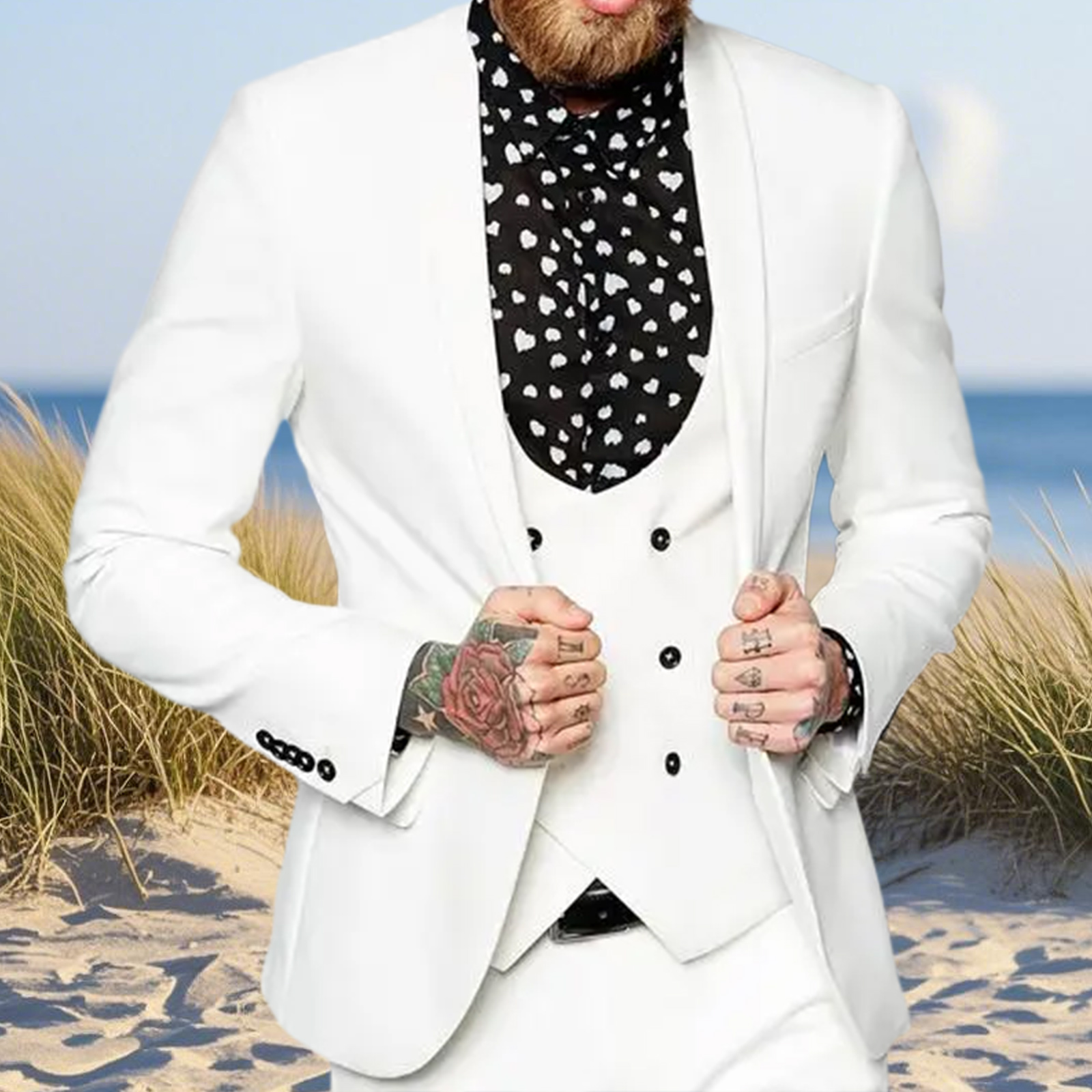 Slim Fit Blazer Men - AnnieBritney Casual Shawl Lapel Suits for