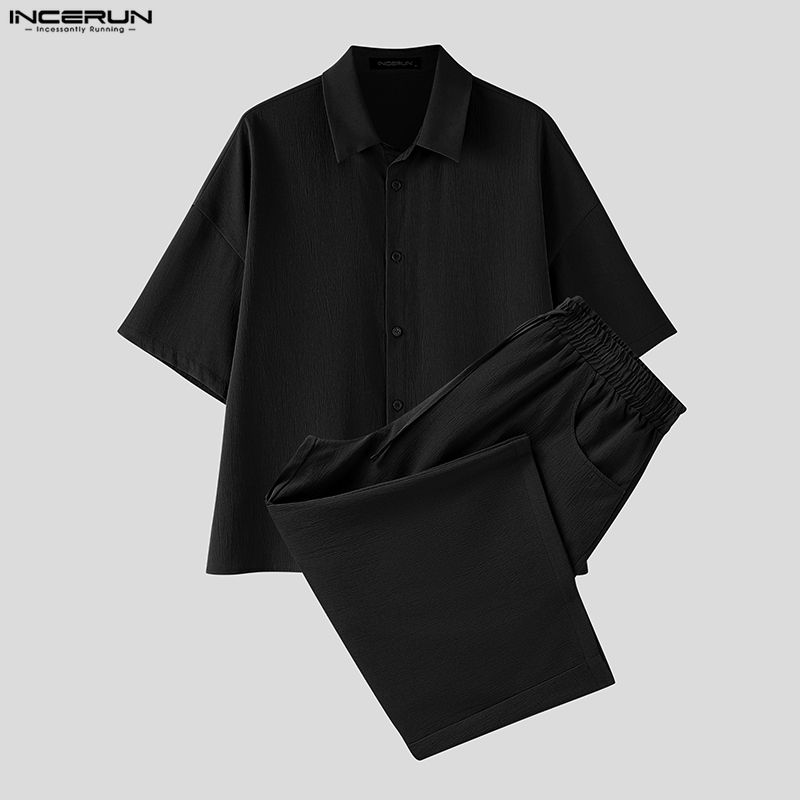 Men'S Fashion Pants - INCERUN Men's Sets Solid Lapel Short