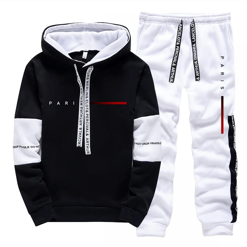 Men'S Fashion Pants - Paris Fashion Hoodie Streetwear Men's Set