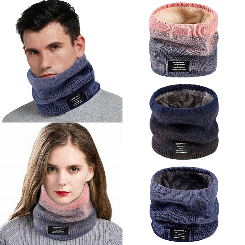 Men Scarf Wool - Winter Women Men's Knitted Gradient Head