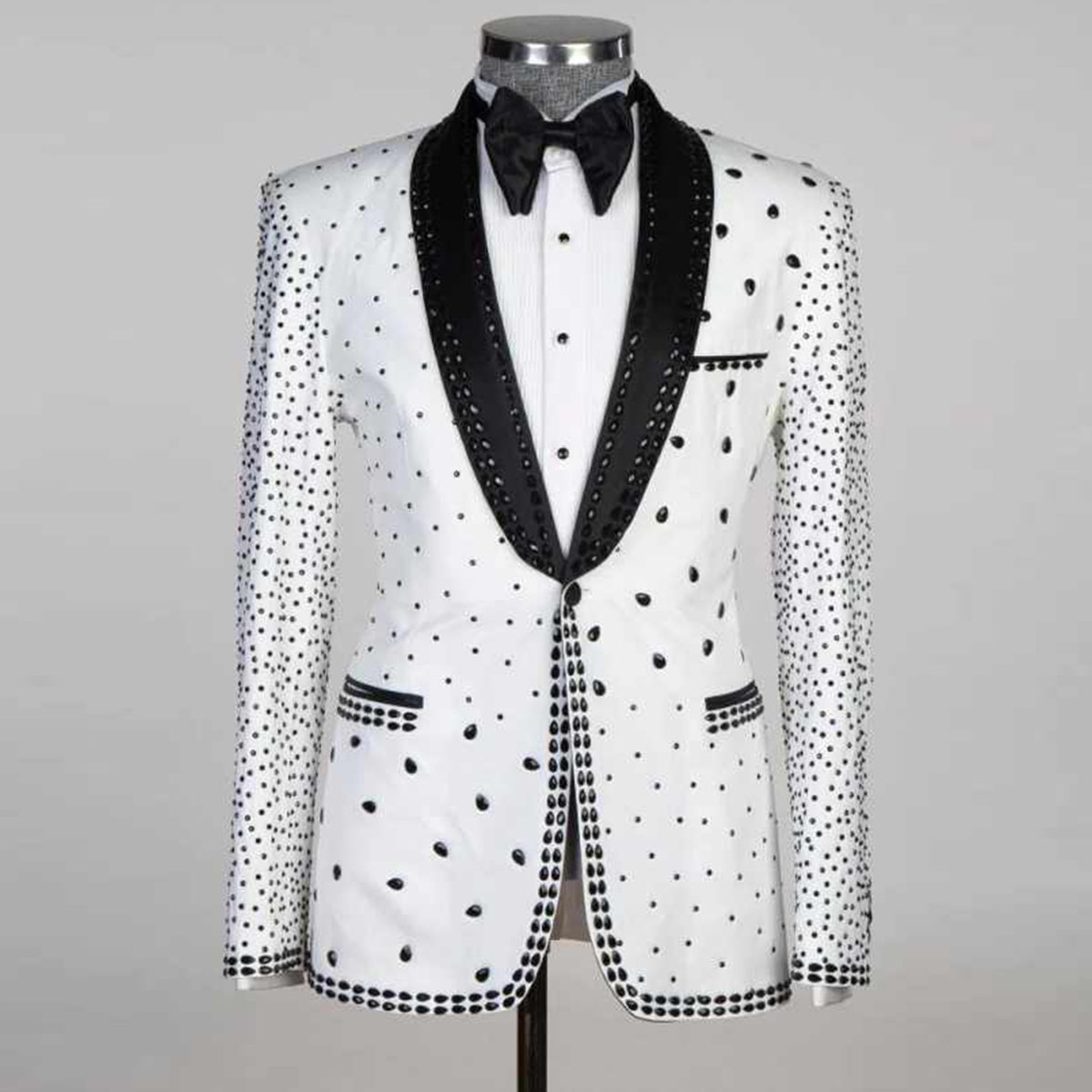 Slim Fit Blazer Men - Customized Diamond Beadeds Men Suits 2