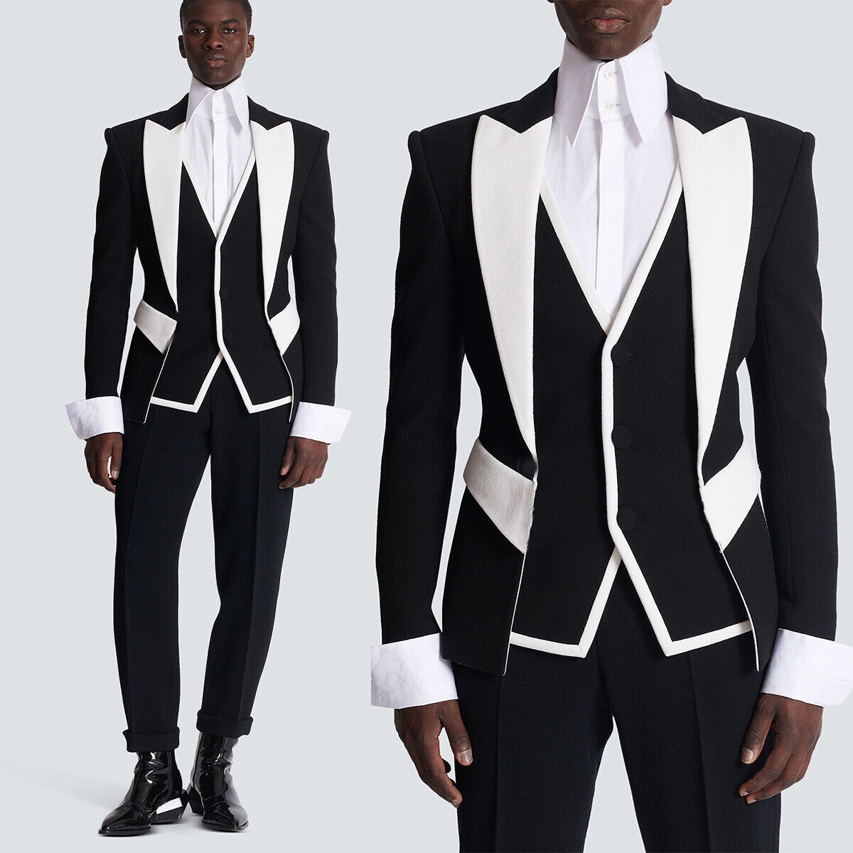 Slim Fit Blazer Men - Custom black and white matching fashion