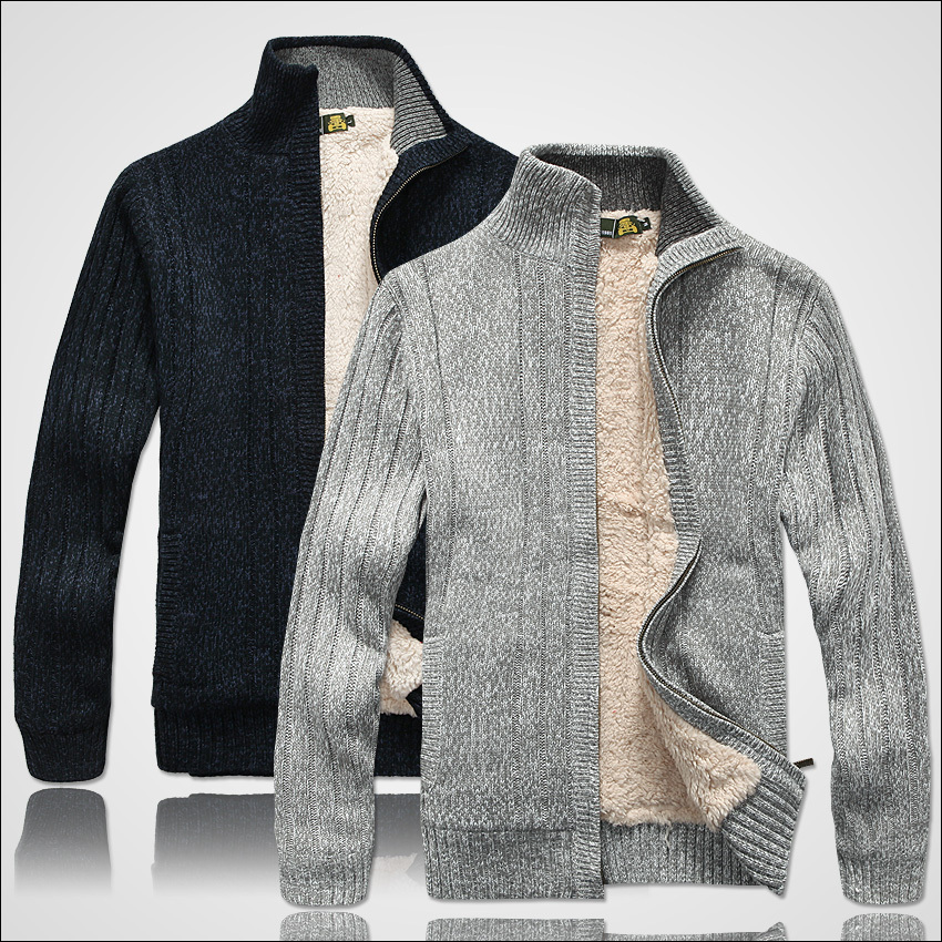 Men'S Fashion Zip Sweater - Men's Winter Sweater Male Clothes Thick