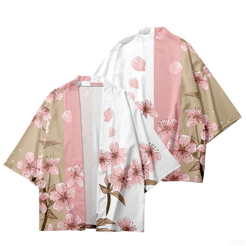 Men'S Fashion Zip Sweater - Summer Women Flower Print Kimono Men