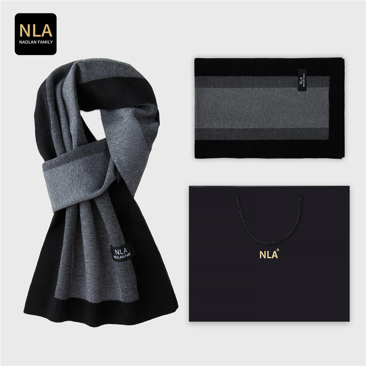 Men Scarf Wool - Gift Box Knitted Men's Wool Scarf
