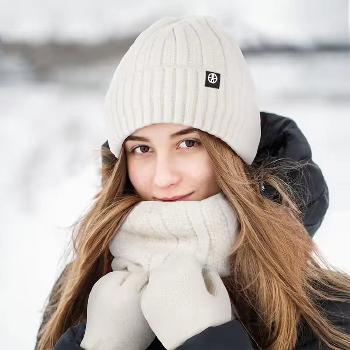 Men Scarf Wool - 3pcs Winter Beanie Hat Gloves Snood