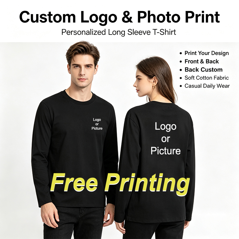Men'S Fashion Essentials - Customized Cotton Long Sleeve T-shirts Men