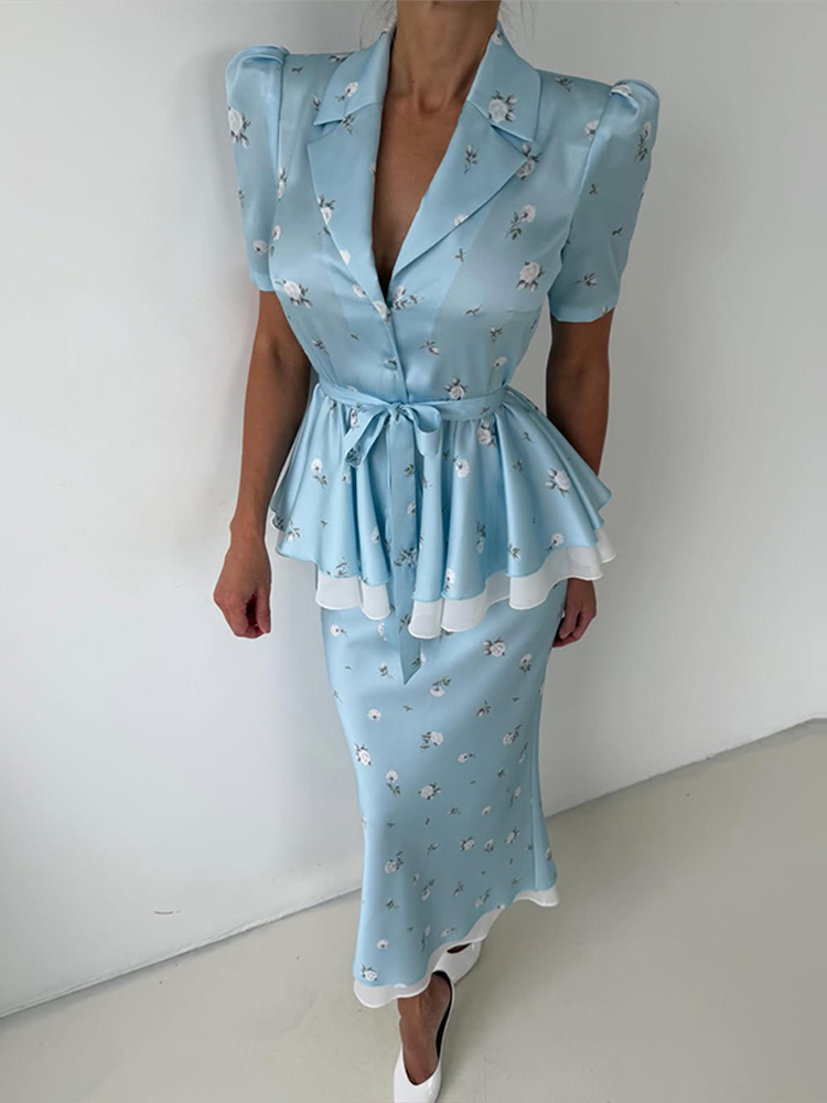 Floral Blazer Coat Skirt Sets  - Slim Fit Blazer Men recension och pris