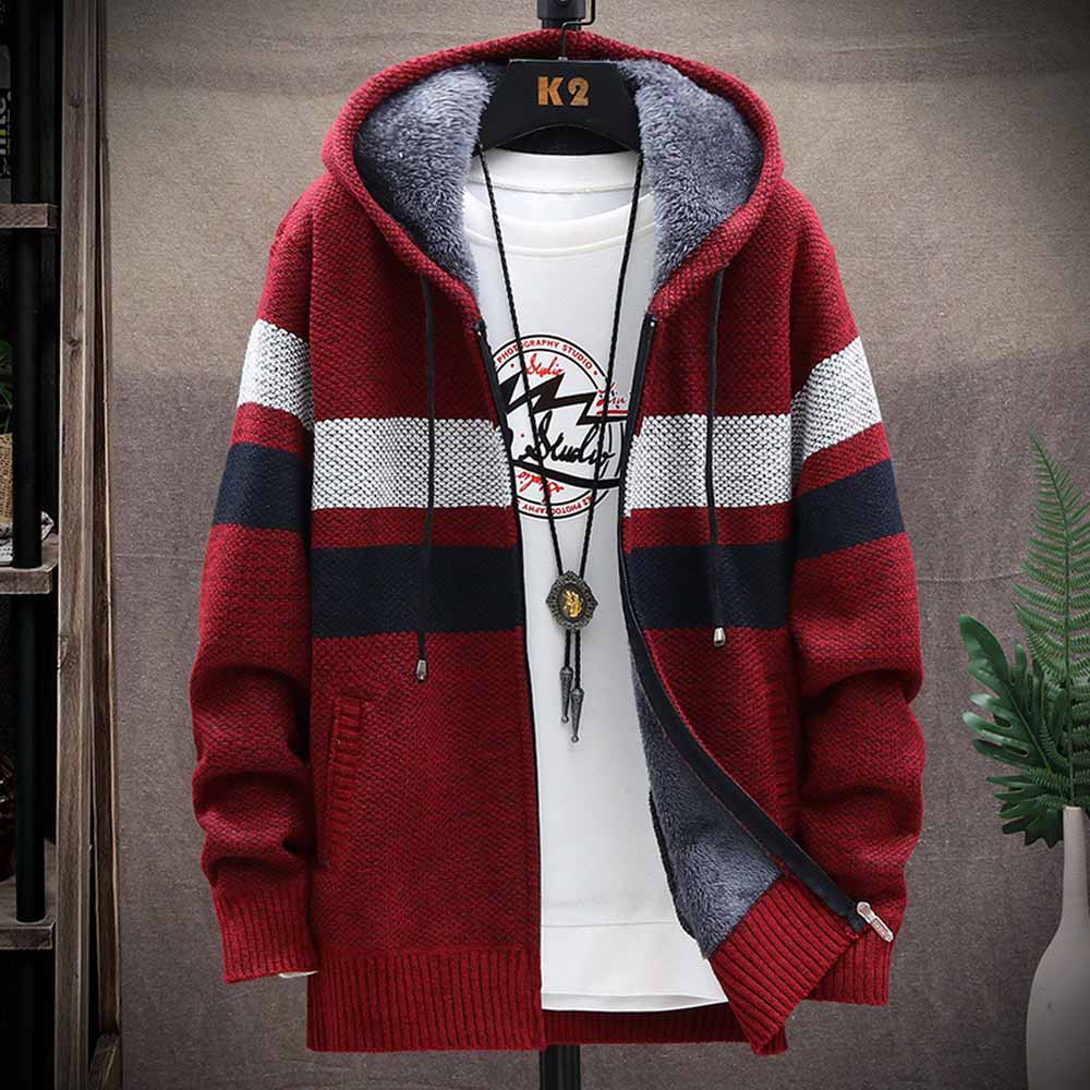 Men's Striped Sweater Coat Thi - Men'S Fashion Zip Sweater recension och pris