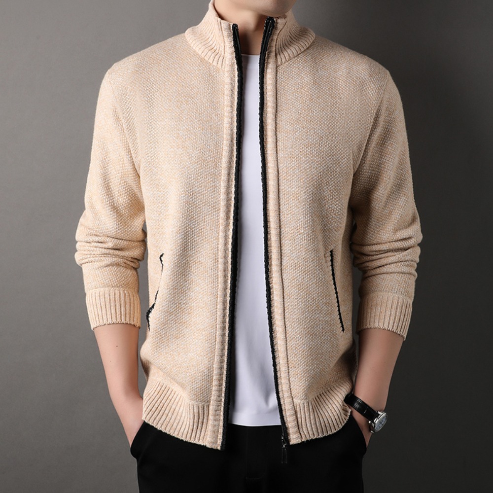Men's Stand-up Collar Knit Swe - Men'S Fashion Zip Sweater recension och pris