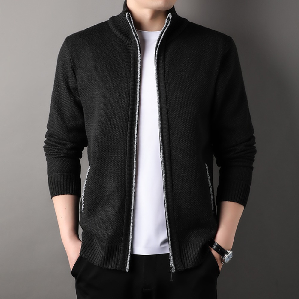 Men's Stand-up Collar Knit Swe - Men'S Fashion Zip Sweater recension och pris