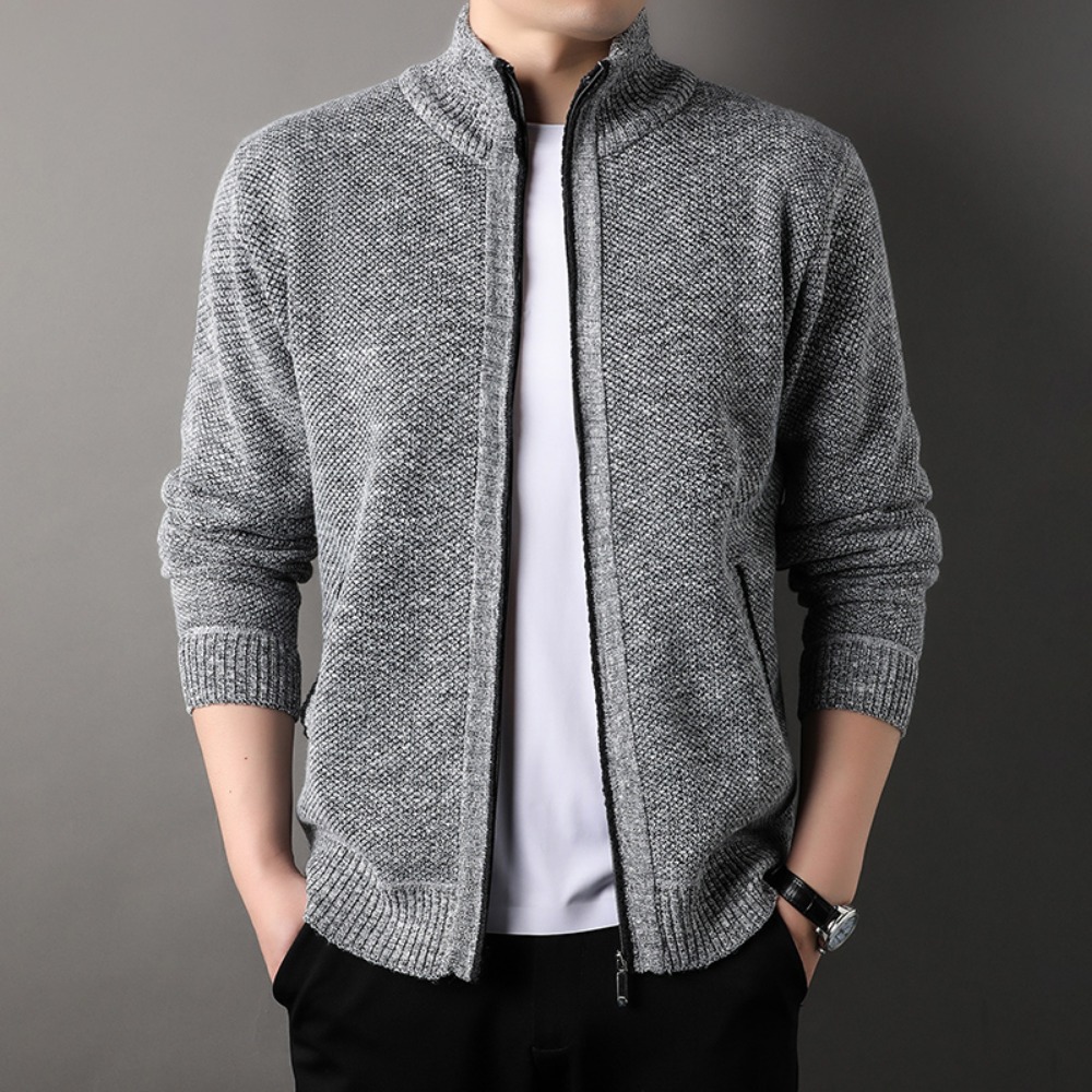 Men's Stand-up Collar Knit Swe - Men'S Fashion Zip Sweater recension och pris