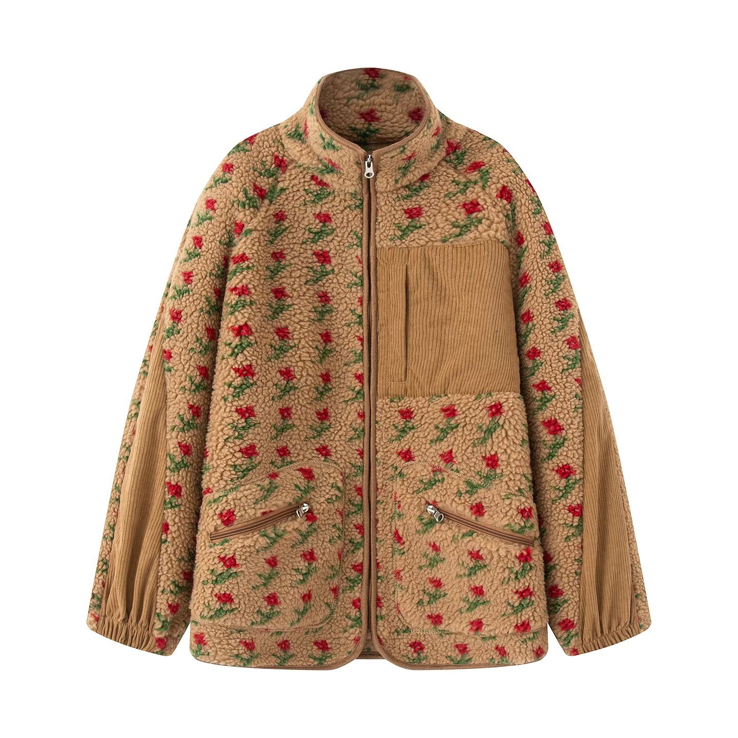Fashion Floral Jacket For Wome - Sherpa Jacket Fleece recension och pris