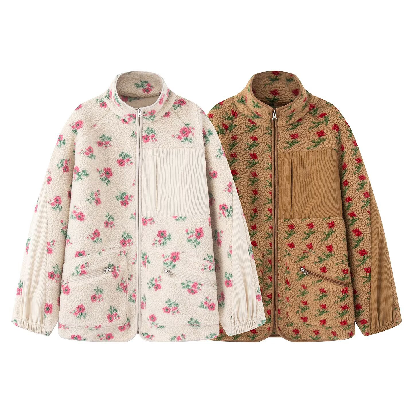 Fashion Floral Jacket For Wome - Sherpa Jacket Fleece recension och pris