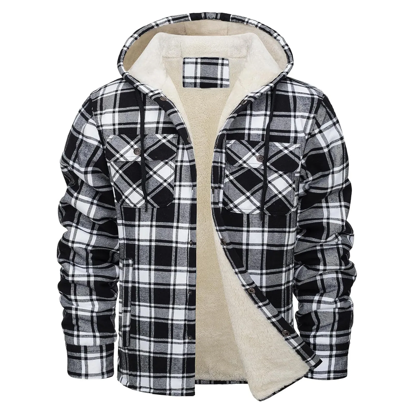 Thick Warm Flannel Hooded Jack - Sherpa Jacket Fleece recension och pris