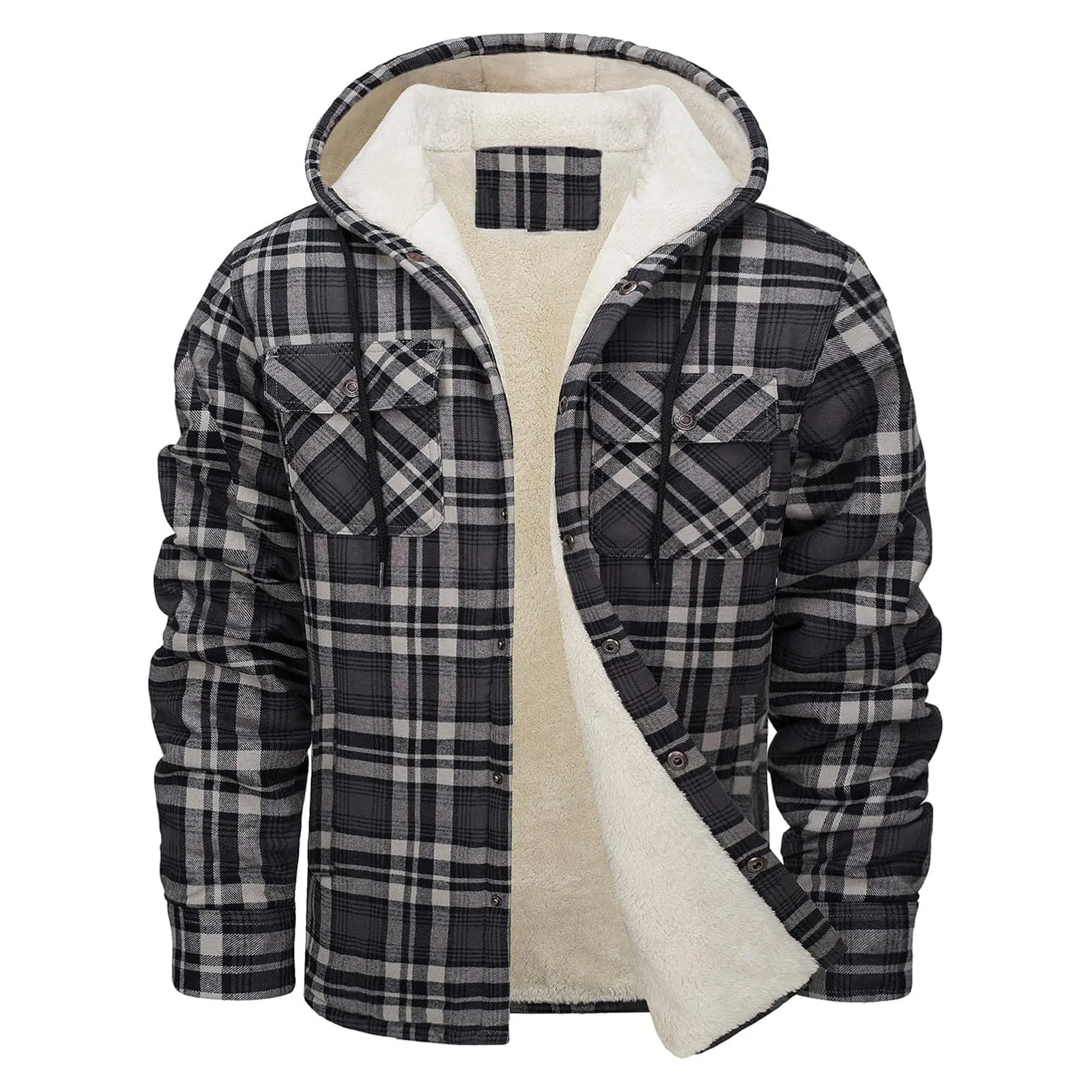 Thick Warm Flannel Hooded Jack - Sherpa Jacket Fleece recension och pris