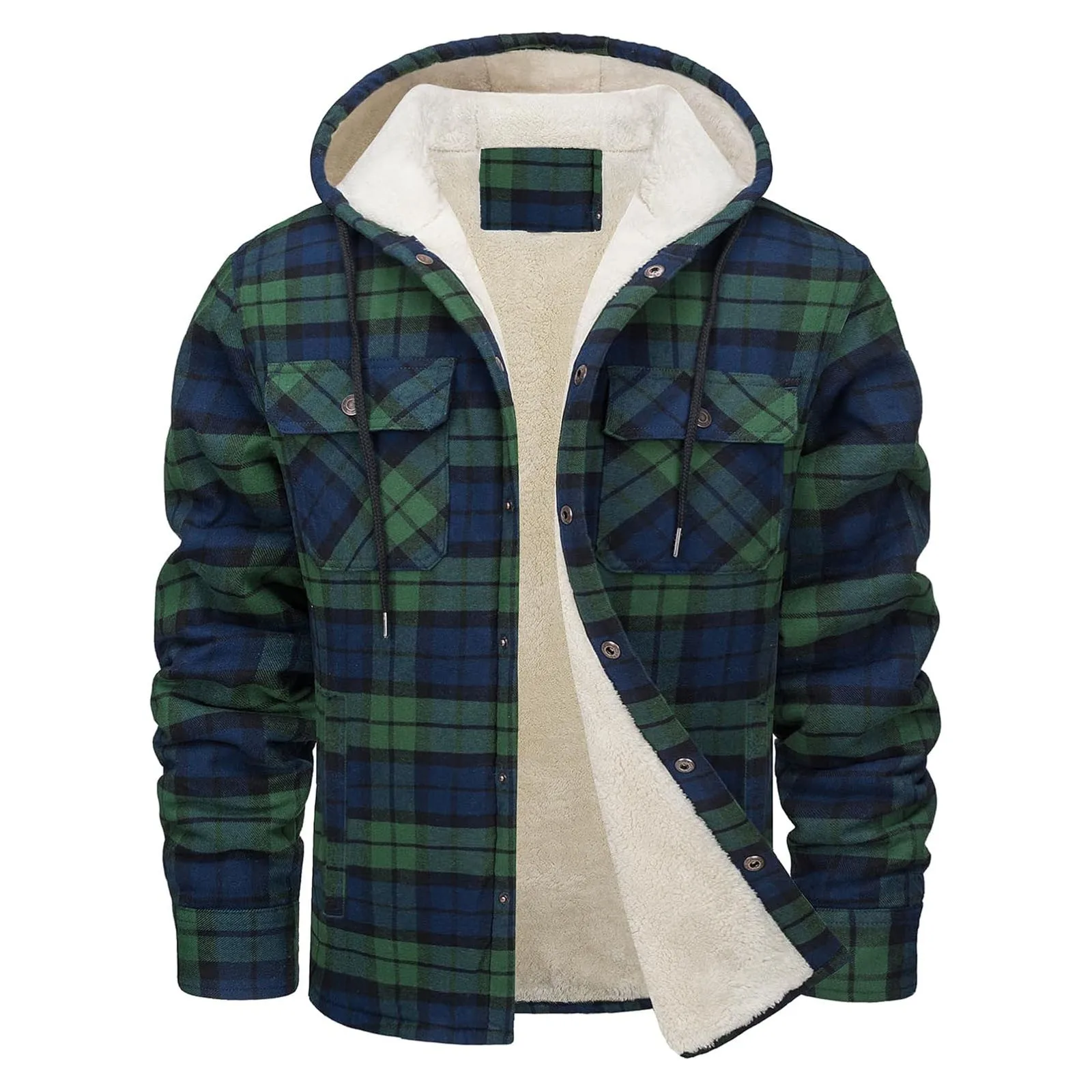 Thick Warm Flannel Hooded Jack - Sherpa Jacket Fleece recension och pris