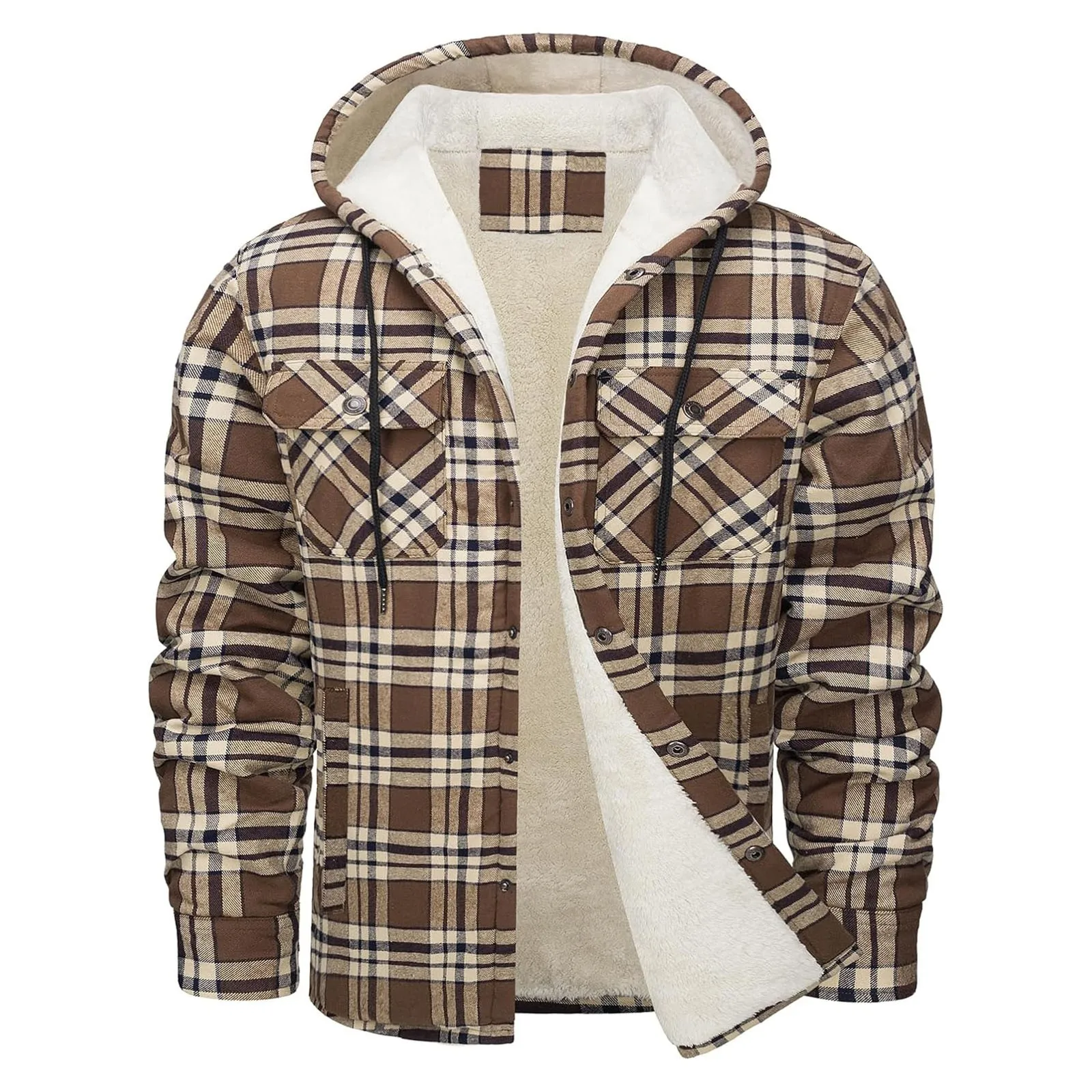 Thick Warm Flannel Hooded Jack - Sherpa Jacket Fleece recension och pris