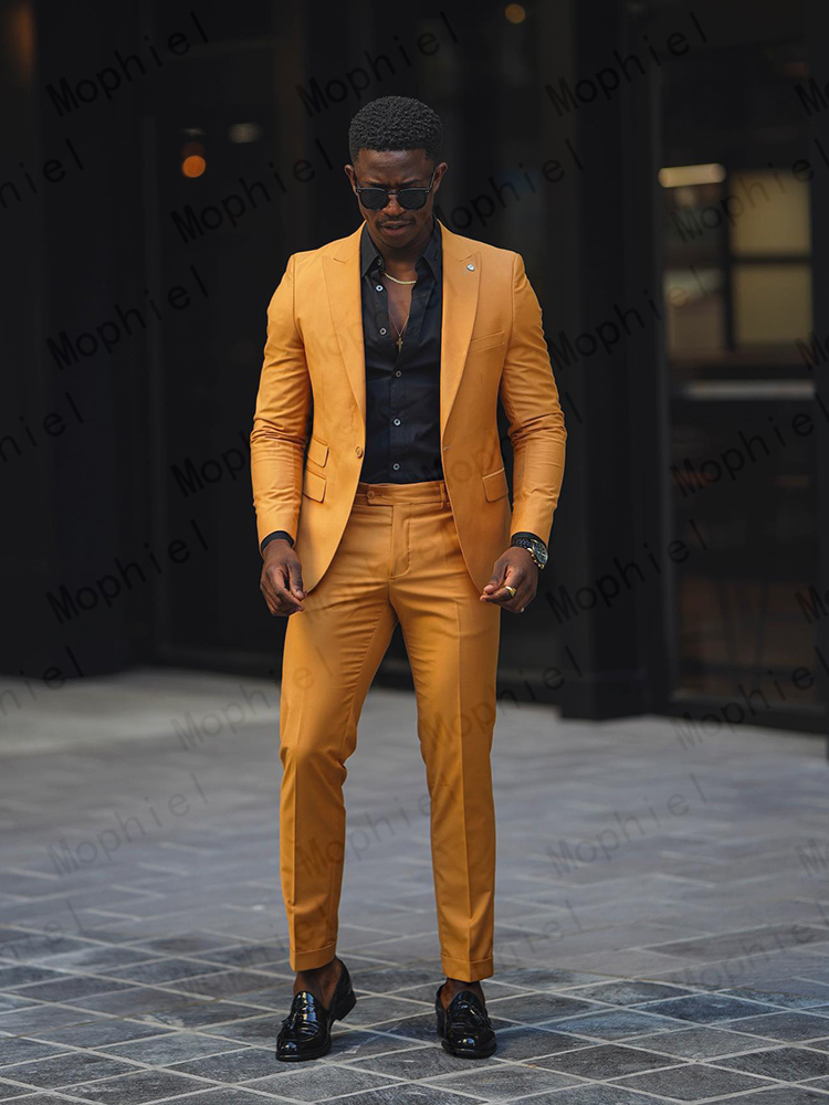 Mustard Yellow Men Suits 2Pcs  - Slim Fit Blazer Men recension och pris