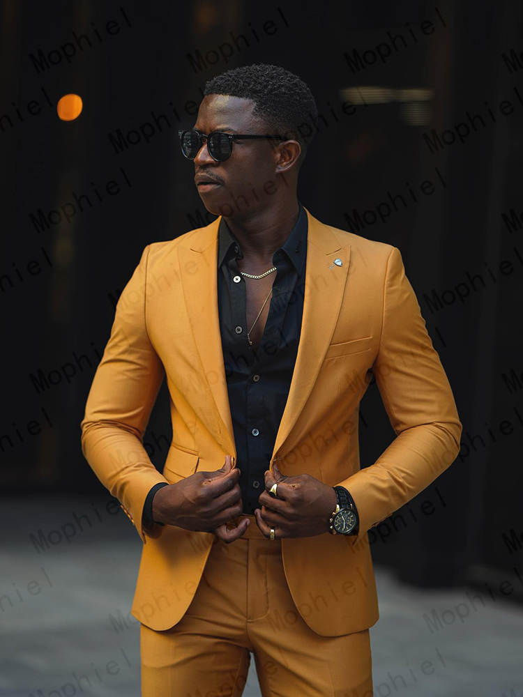 Mustard Yellow Men Suits 2Pcs  - Slim Fit Blazer Men recension och pris