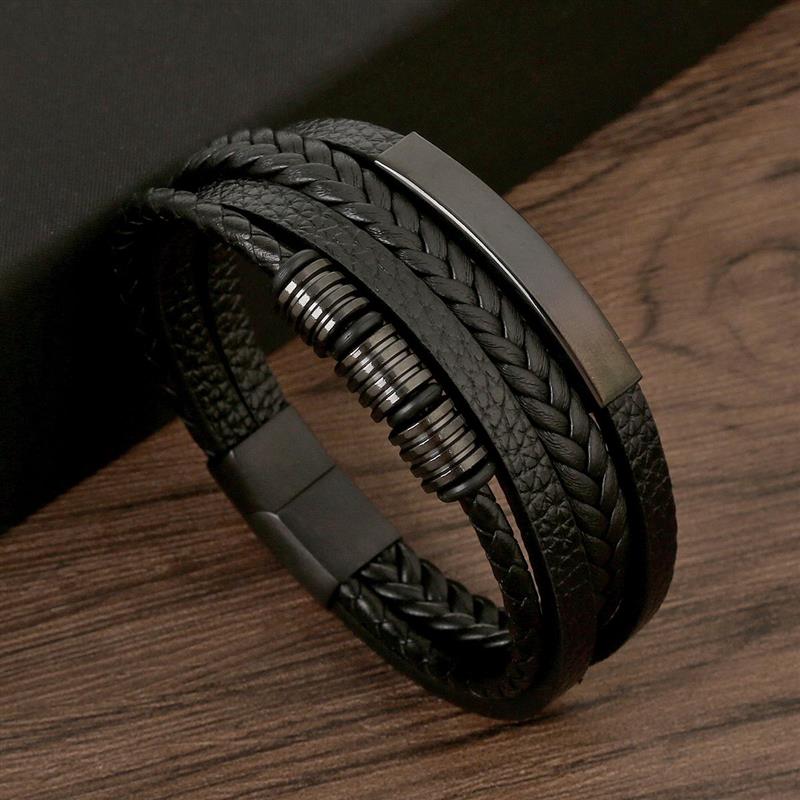 Classic Men's Leather Bracelet - Mens Fashion Combination recension och pris