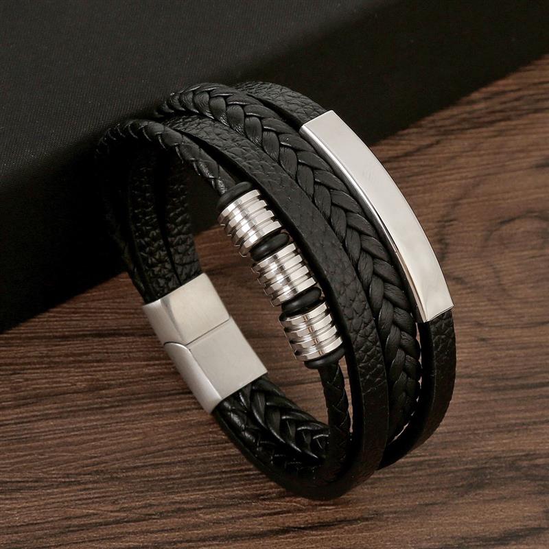 Classic Men's Leather Bracelet - Mens Fashion Combination recension och pris