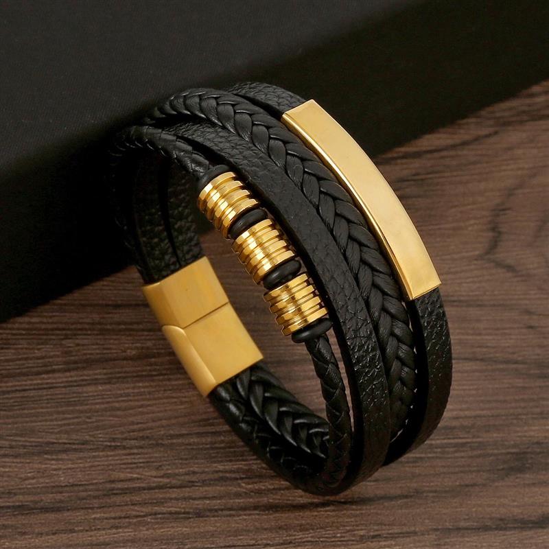 Classic Men's Leather Bracelet - Mens Fashion Combination recension och pris