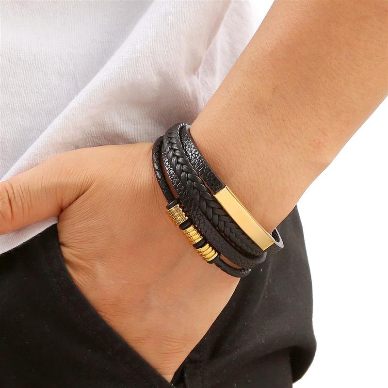 Classic Men's Leather Bracelet - Mens Fashion Combination recension och pris