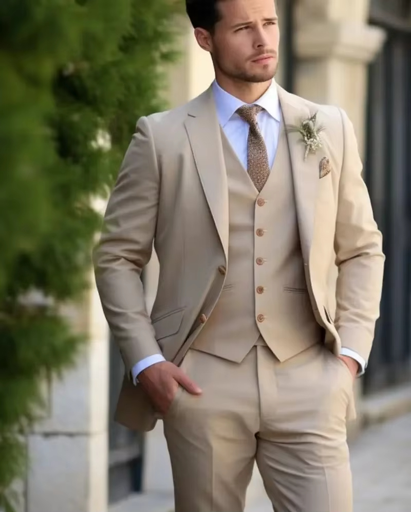 khaki Elegant Men Suits Smart  - Slim Fit Blazer Men recension och pris