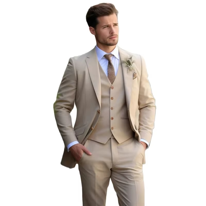 khaki Elegant Men Suits Smart  - Slim Fit Blazer Men recension och pris