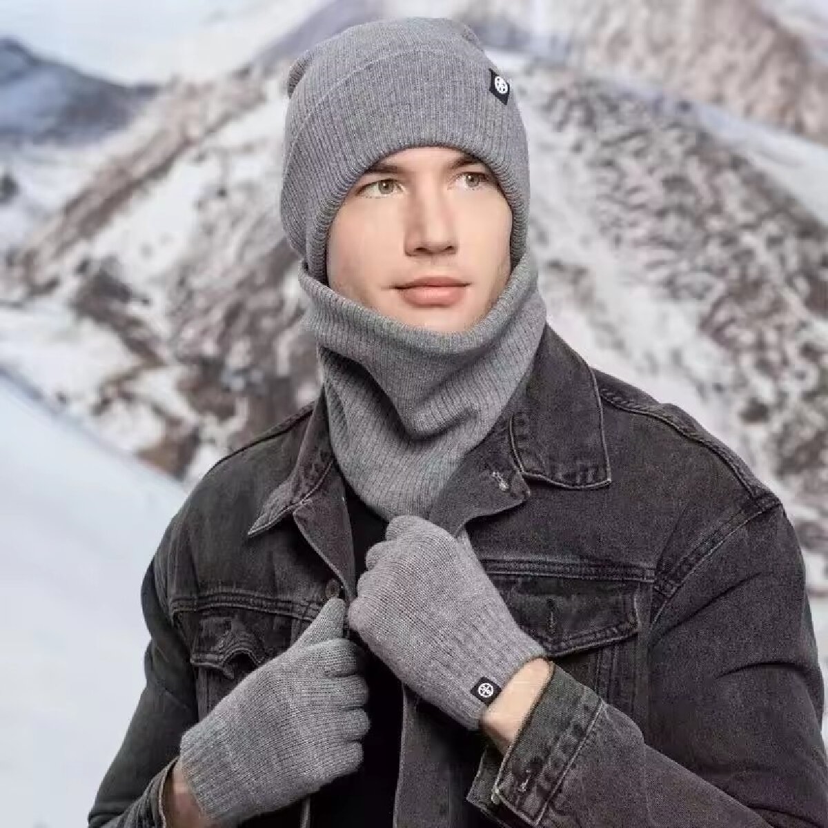 3pcs Winter Beanie Hat Gloves  - Men Scarf Wool recension och pris