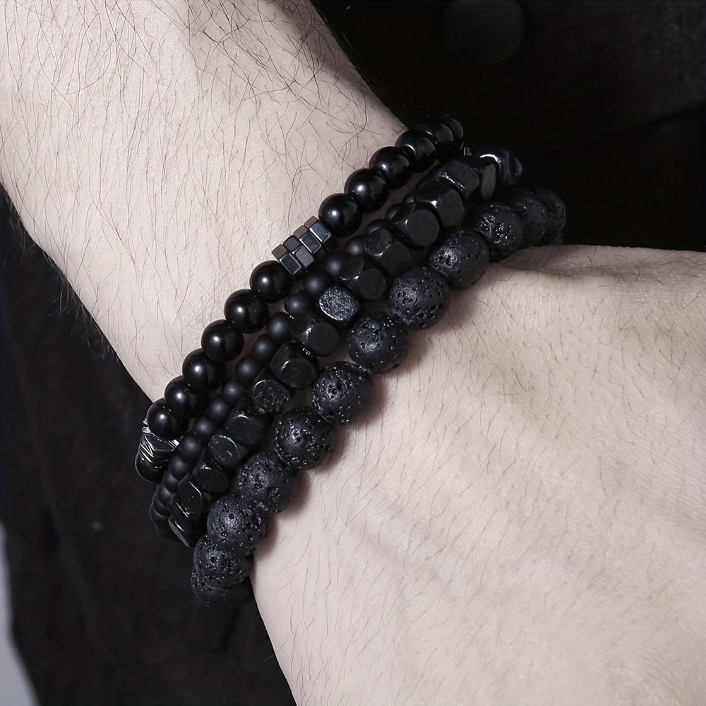 4Pcs/Set Black Gall Stone Volc - Mens Fashion Combination recension och pris