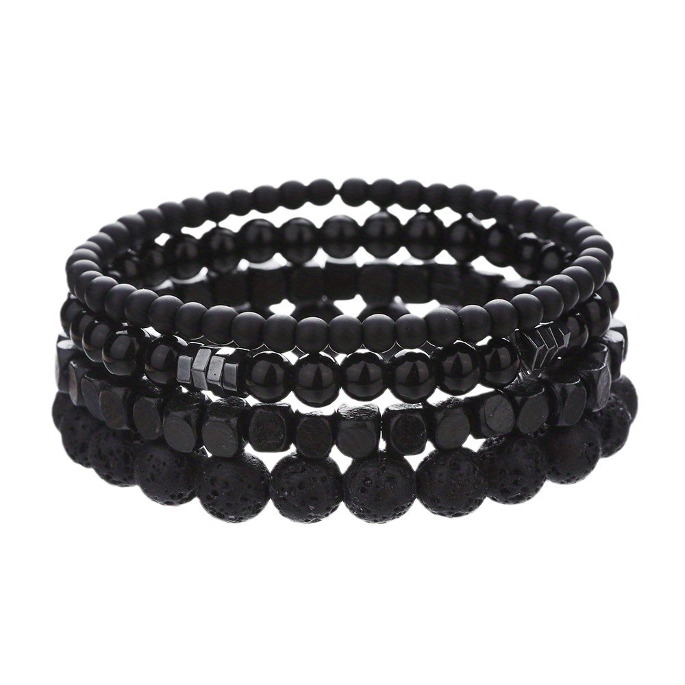 4Pcs/Set Black Gall Stone Volc - Mens Fashion Combination recension och pris